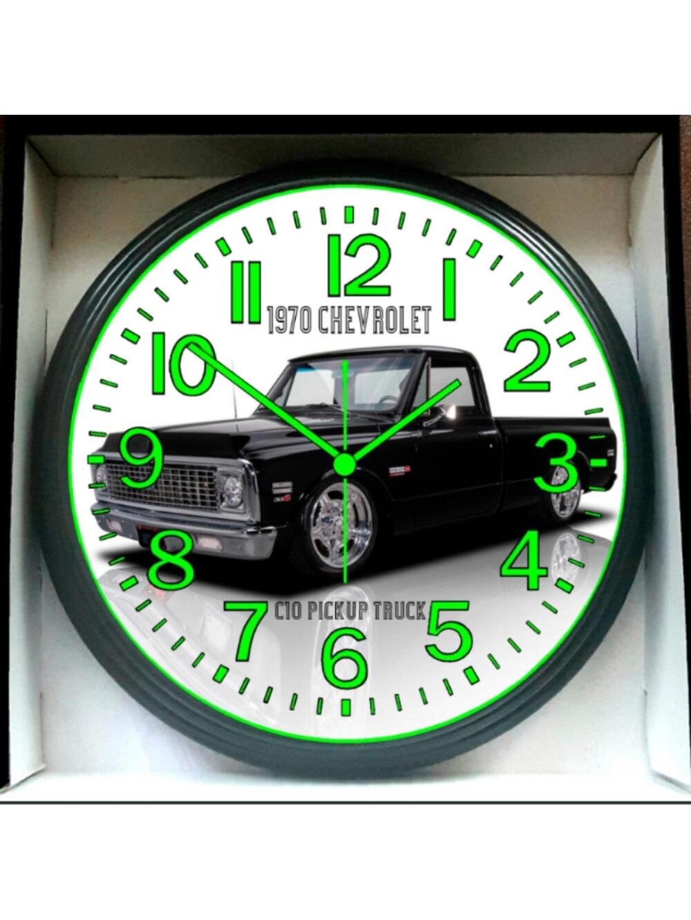 1970 Chevy Chevrolet C10 Truck Glow In The Dark Wall Clock New!